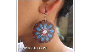 Bali Wooden Earring Floral Painting